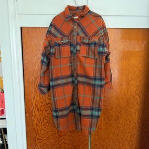 Free People Orange Plaid Jacket